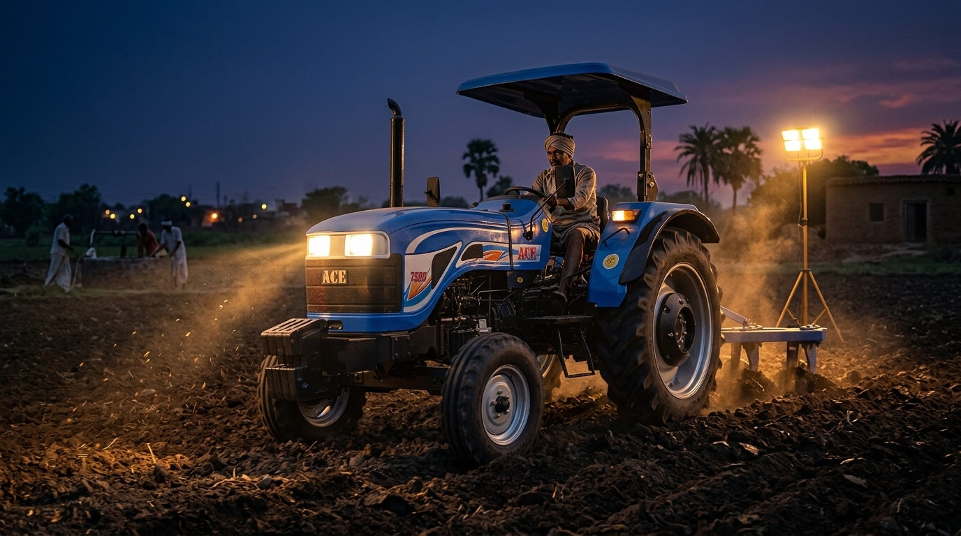 ACE Tractor Working at Night